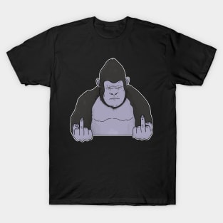 Grumpy Gorilla Holding Middle Finger T-Shirt